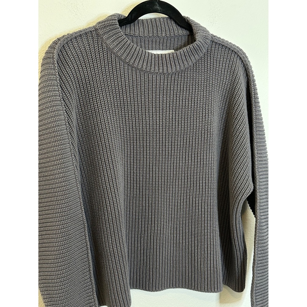 Frank & Eileen Mendocito Classic Pullover Sweater M Grey Cotton Boxy Crew Neck - Picture 4 of 8